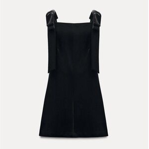 Zara Black Velvet Mini Dress with bows. NWT